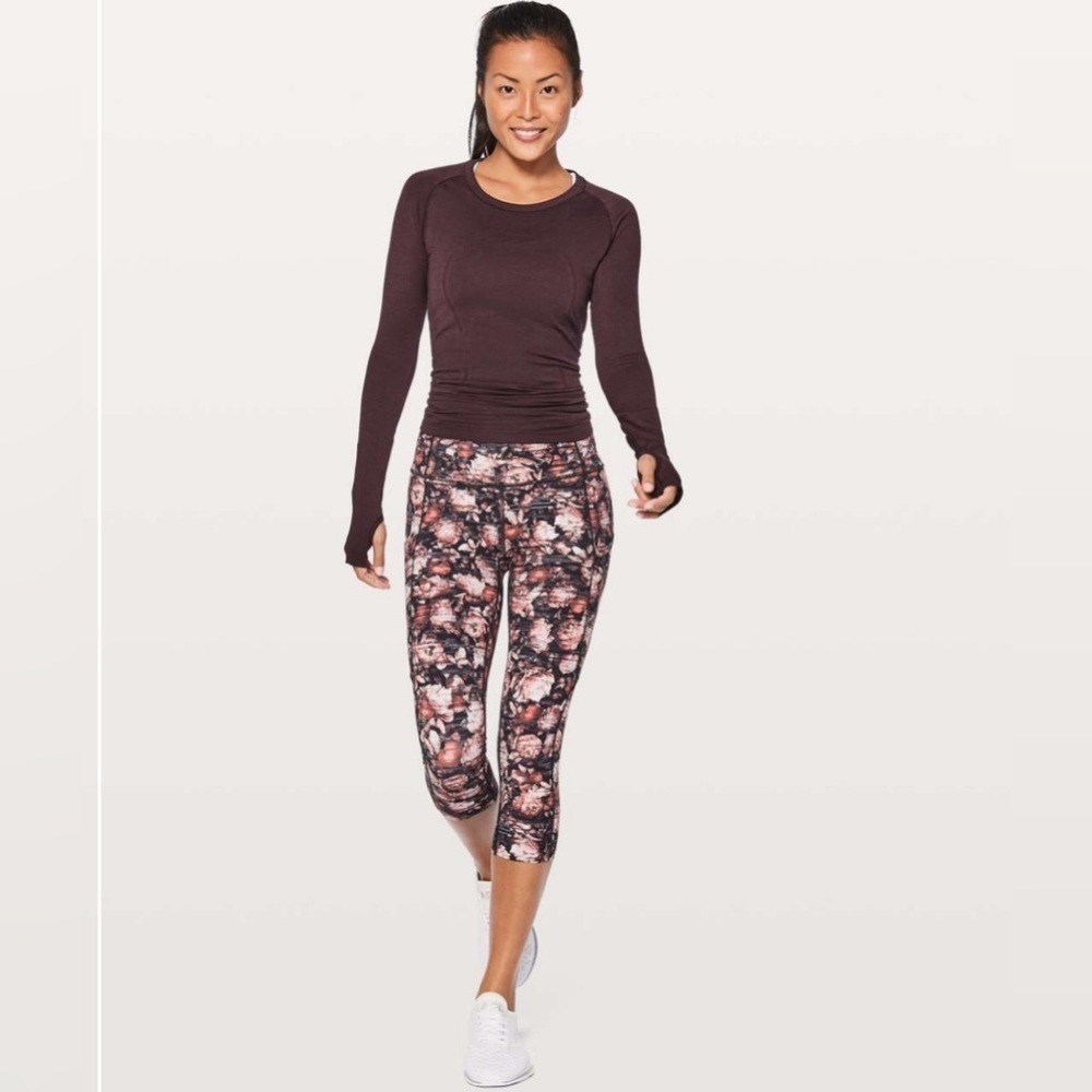 Lululemon Fast & Free Crop II Nulux 
Peony Multi Size 6